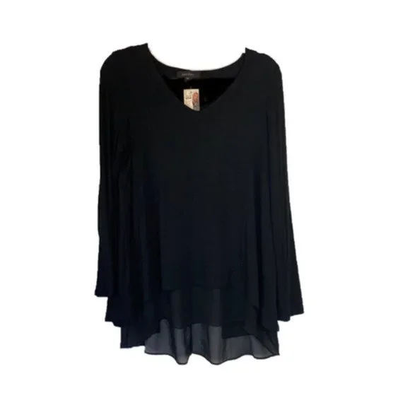 Karen Kane Black Split Front Blouse Tunic Women's Size Medium - Picture 11 of 11